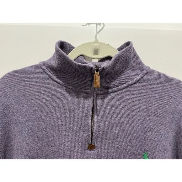 Polo Ralph Lauren 1/4 Zip Pullover Size Large Men's Purple Long Sleeve - Picture 2 of 8